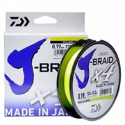 Плетеный шнур Daiwa J-Braid X4  fluo yellow 135м 0,15мм 6.9кг(15lb) 