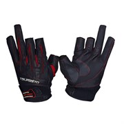 Перчатки Tsuribito LFG-110 цвет черно красный (3 открытых пальца) (free size)